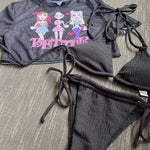 DEKA Girl Three-Piece Bikini Set High Cut Women Mesh Sheer Srappy Thong Swimwear Female Lace-up Swimsuit Bather Bathing Suit