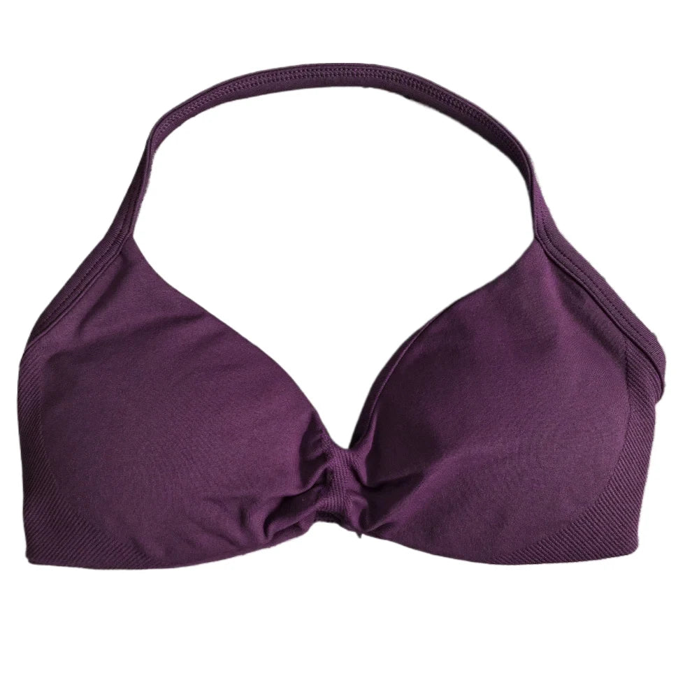 Strappy Sports Bra Seamless Women Clothes Halter Padded Yoga Bra Backless Gym Top Bras Fitness Scrunch Workout Yoga Tank Tops