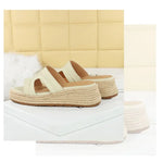 Spring 2025 Women's Slippers Hollow Out Strap Waterproof Thick Heel Woven Rope Country Style Slip-On Shoes Polyurethane Material
