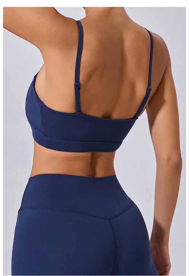 Women Yoga Bra Removable Shoulder Strap Anti-Slip Bra Wrap Chest Dual-Use Sports Yoga Wear Outside Running Fitness Top