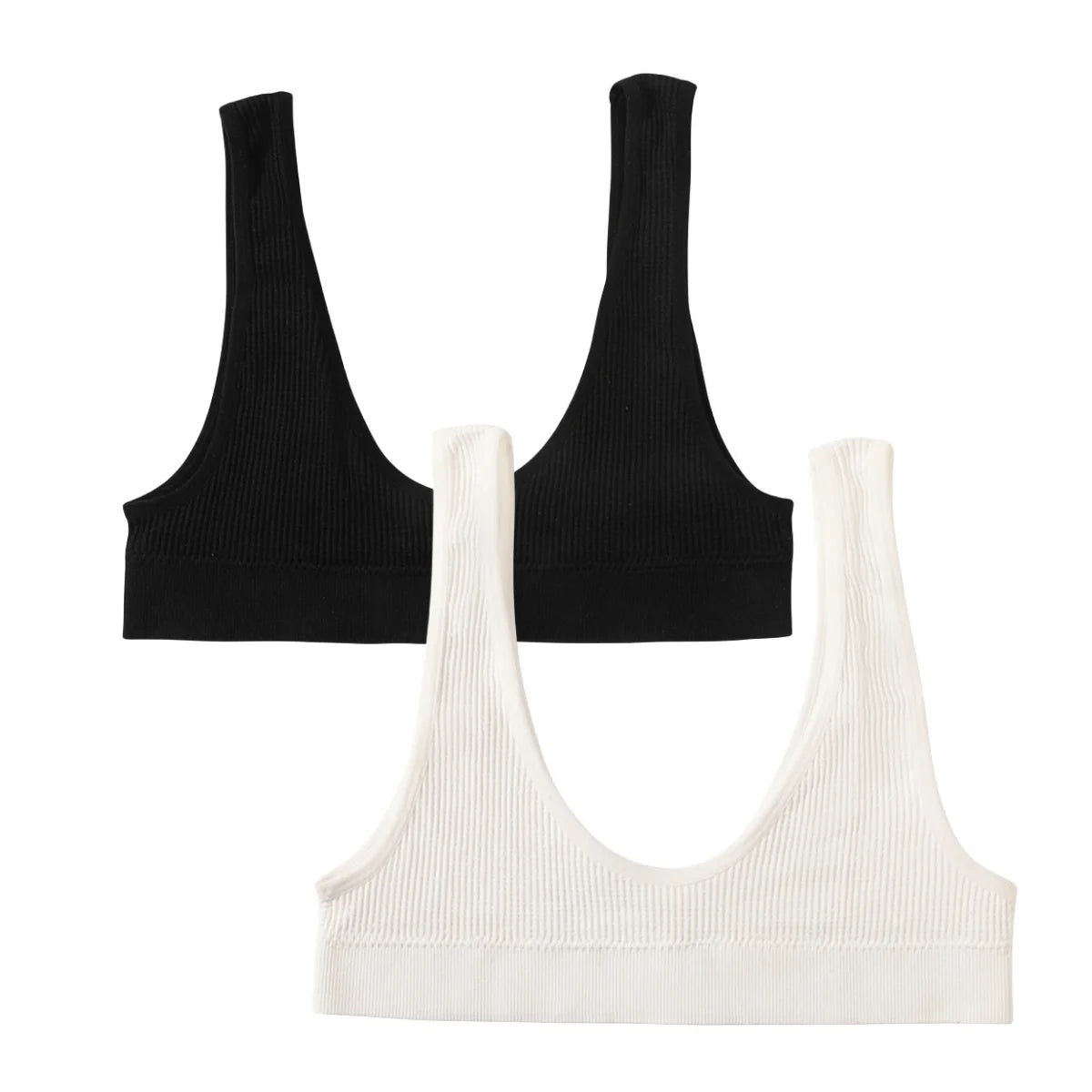 Women Crop Top Sports Seamless Underwear Female Tube Tops Deep U Bralette Ribbed Sexy Lingerie Intimates 2PCS Tube Bras