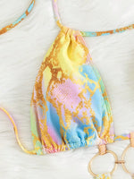 Snake Skin Halter Hollow Out Metal Rings Female Swimwear One Piece Swimsuit Women Monokini High Leg Cut Bather Bathing Suit Swim