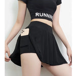 Women's Quick Drying Sports Short Skirt Fake Two-Piece Running Half Skirt Hip Blocking Anti Glare Breathable Tennis Skirt