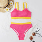 Orange High Waist Bikini 2022 Swimsuits Push Up Swimwear Women Splicing Biquini Beachwear Sexy Ribbed Bathing Suits Female New