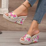 2026 New Women Shoes Fashion Shoes Casual Flip Flops SummerPrint Peep Toe Wedge Slippers