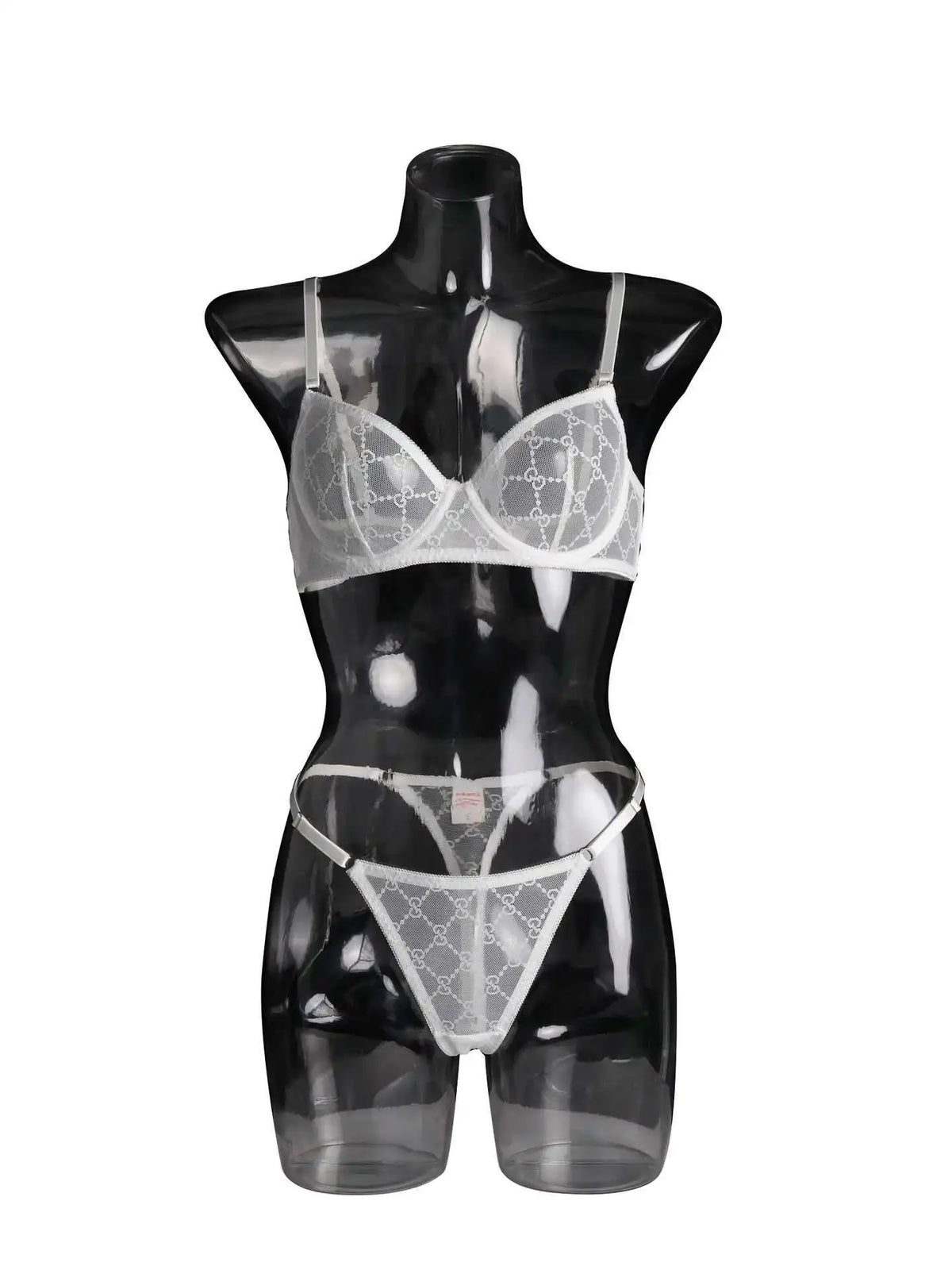 Sexy Lace Mesh Solid Color Transparent Bikini Backless Deep V Suspenders Sleeveless Bikini Charming Elegant Pure Desire 0VBM