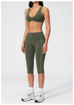 Summer Color Blocked Yoga Sets Women Slim Sports Bra High Waist Pants Fitness Suits Outwear Gym Running Push Up Workout Clothes