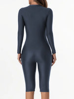 2026 Zipper Slim One Piece Swimsuit Women Long Sleeve & Knee Swimwear Female Bather Bathing Swimming Swim Surf Suit Beachwear