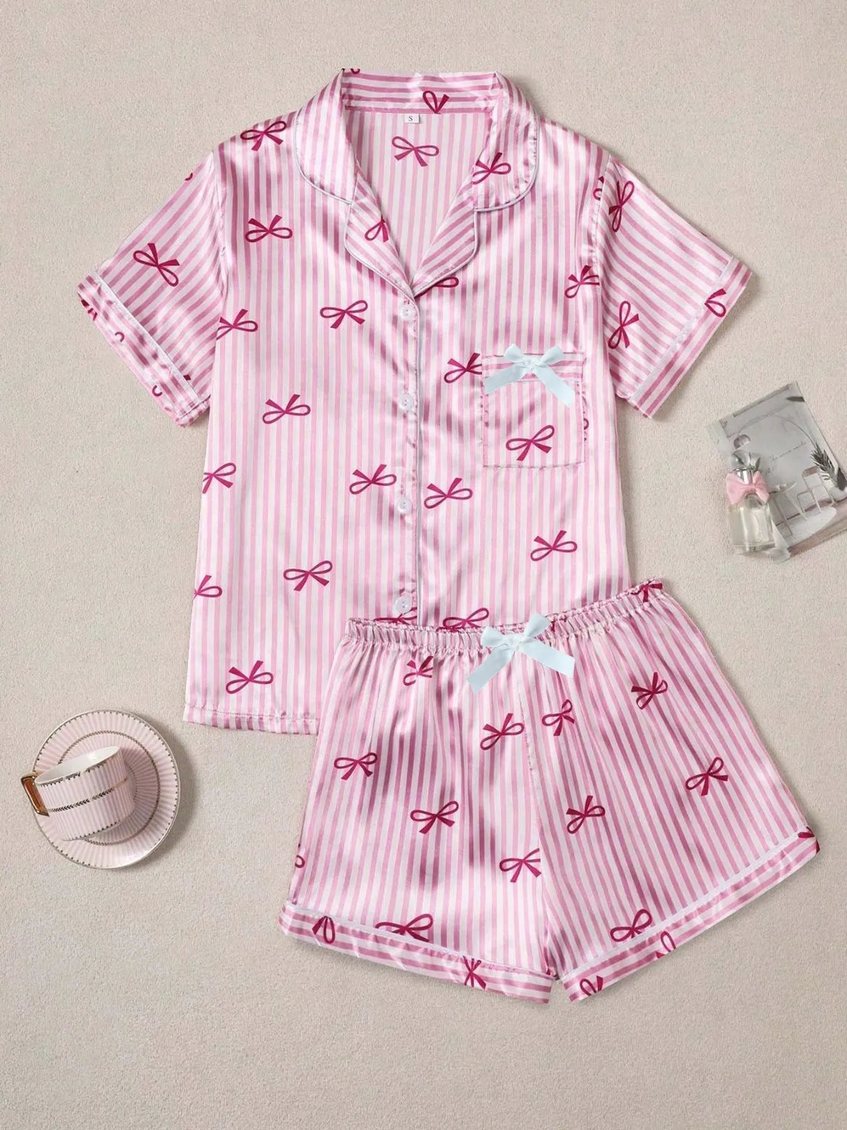 Women Leopard Print Pajama Set Lapel Button Down Short Sleeve Top & Shorts 2‑Piece Ladies Summer Sleepwear Home Loungewear