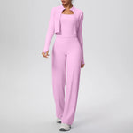 Yoga Set 3PCS Women Workout Sets Sportswear Gym Clothing Fitness zipper Long Sleeve High Waist Leggings Sports Suits Yoga Suit