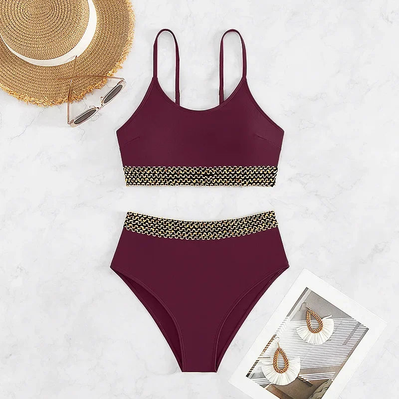 Sexy High Waist Bikini Black 2026 Women Swimsuit Two Pieces Swimwear Female Bikinis Set Purple Bathing Suits Brazilian Biquini
