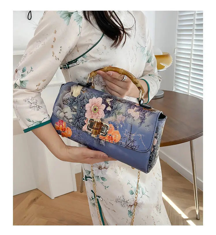 Vintage Bamboo Top Handle Bag Classic Mother Chic Lady Bags Women Shoulder Crossbody Bag Chain Bags Women's Handbags Purses