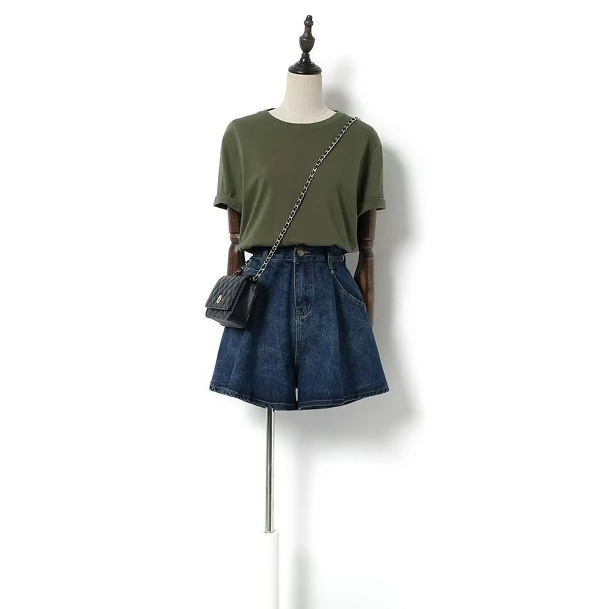 Pleated High Waist Denim Skirt Plus Size Denim Shorts For Women Summer Casual Wide Leg Slim A Line Skirt Elegant Girl Hot Pants
