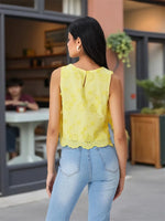Women Summer Tank Tops Casual Tie up Side Floral Embroidery Sleeveless Shirt Basic Vest for Streetwear