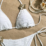 Sexy White Yellow Micro Bikini 2026 Women Metal Flower Push Up Bra Bandage Triangle Swimsuit Beach Bathing Suit Holiday Swimwear