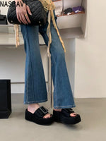 Women Punk Lazy Platform Sandals Buckle Design Garden Shoes Roman Street Slippers Flip Flops Denim Blue Outdoor Beach Shoes