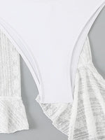 2025 4 Pieces Swimsuit with Skirt Female Swimwear Long-sleeved Cover Up Thong Bikinis Set Bather Swimming Beachwear Bathing Suit