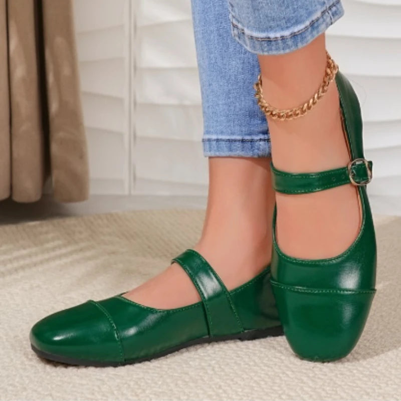 Woman's Casual Flats Shoes Round Toe Large size ladies shoes Retro French Mary Jane Dress Flat New Summer Solid Comfortable shoe