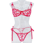French Lace Heart Bra Set Girls Sexy Women Bralette Adjustable Transparent Embroidery Underwear Thong Bras Lingerie Panties Sets