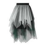 Women's Irregular Tulle Long Skirts Elastic High Waist Layered Mesh Tutu A-line Skirts Bohemian Korean Fashion Y2K Skirts
