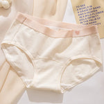 1 Pack Women's Heart Print Waistband Cotton Mid-Rise Panties Solid Color Briefs Stretch Daily Wear Lingerie M-XL Underwear