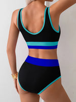Vintage Black Pink Patchwork Bikini Set 2025 Women Sports Push Up High Waist Swimsuit Summer Bathing Suit Pool 2 Piece Swimwear