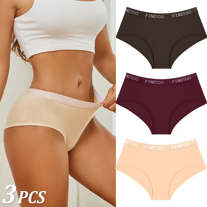 3Pcs Women's Cotton Briefs Letter Belt Underwear Women Panties Sexy Breathable Briefs Female Stretch Ladies Soft Lingerie