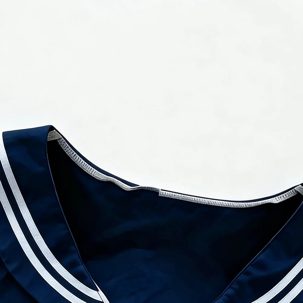 Women Sailor Collar Two-Piece Set Navy White Bow Decor Chiffon Fabric Casual Homewear Cosplay Costumes Daily Party Themed Event