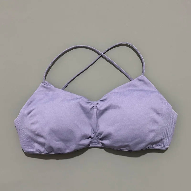 HISTELLO Vision Sports Bra Woman Seamless Yoga Underwear Removable Bra Pads V-shape Scoop Backless Sportswear Workout Gym Tanks