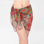 Women Bikini Cover-Ups Skirts Printed Chiffon Swimwear Pareo Scarf Swimsuits Cover-Ups Wrap Kaftan Sarong Beach Short Sexy Skirt