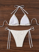 DEKA Ruffled Micro Bikini Set Halter Thong Female Swimsuit Women Swimwear Two-pieces Bikini Mini String Bather Bathing Suit