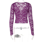 FDYOUI Sexy Deep V-neck Lace T-shirt 2026 Women Long Sleeve See-through Slim Tops Ladies Party Night Club T Shirts Streetwear