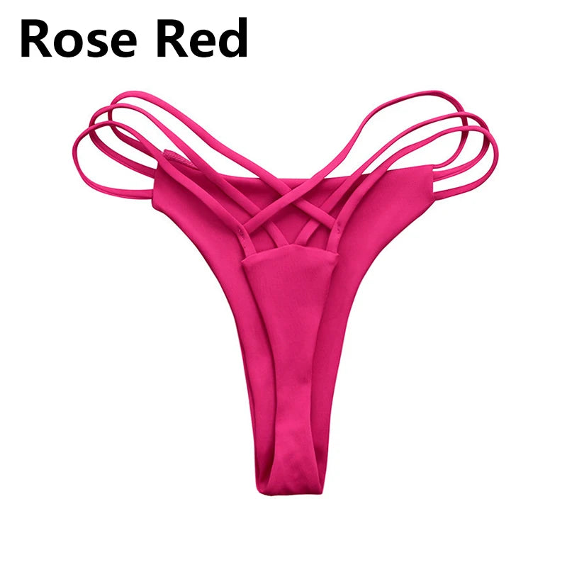 Women Cross Strap Swimwear Sexy Bikinis Bottom Fashion Swimsuit Bikini Panties Cheeky Thong Bikini Bottoms Swim Trunks
