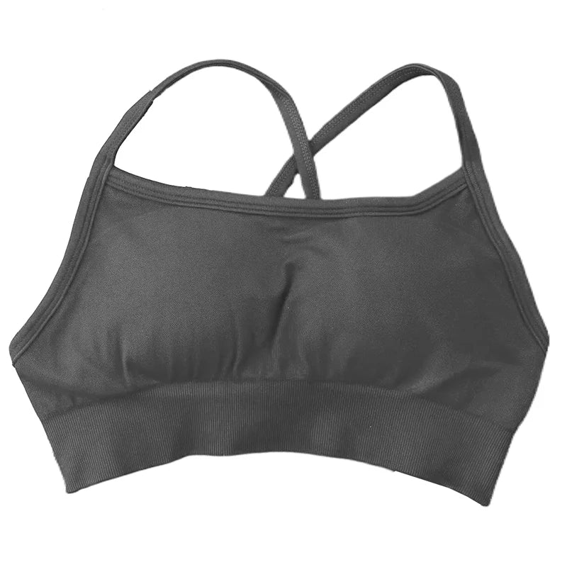Backless Sports Bra Women Padded Yoga Bra Gym Top High Support Seamless Yoga Tank Top Fitness Crop Top Workout Running Underwear