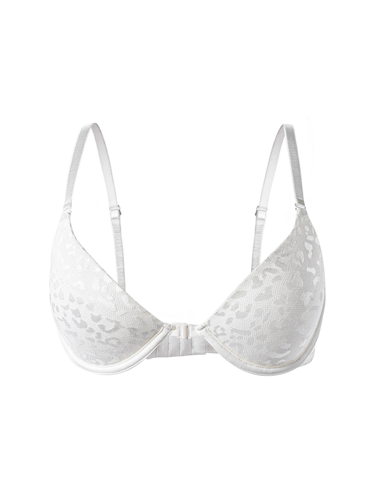 Women's Sexy Front Closure Push Up Bra Seamless Smooth Bra with underwire Makes Chest Look Smaller Lingerie beige