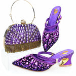 Doershow High Quality African Style Ladies Shoes And Bags Set Latest gold Italian Shoes And Bag Set For Party1-10