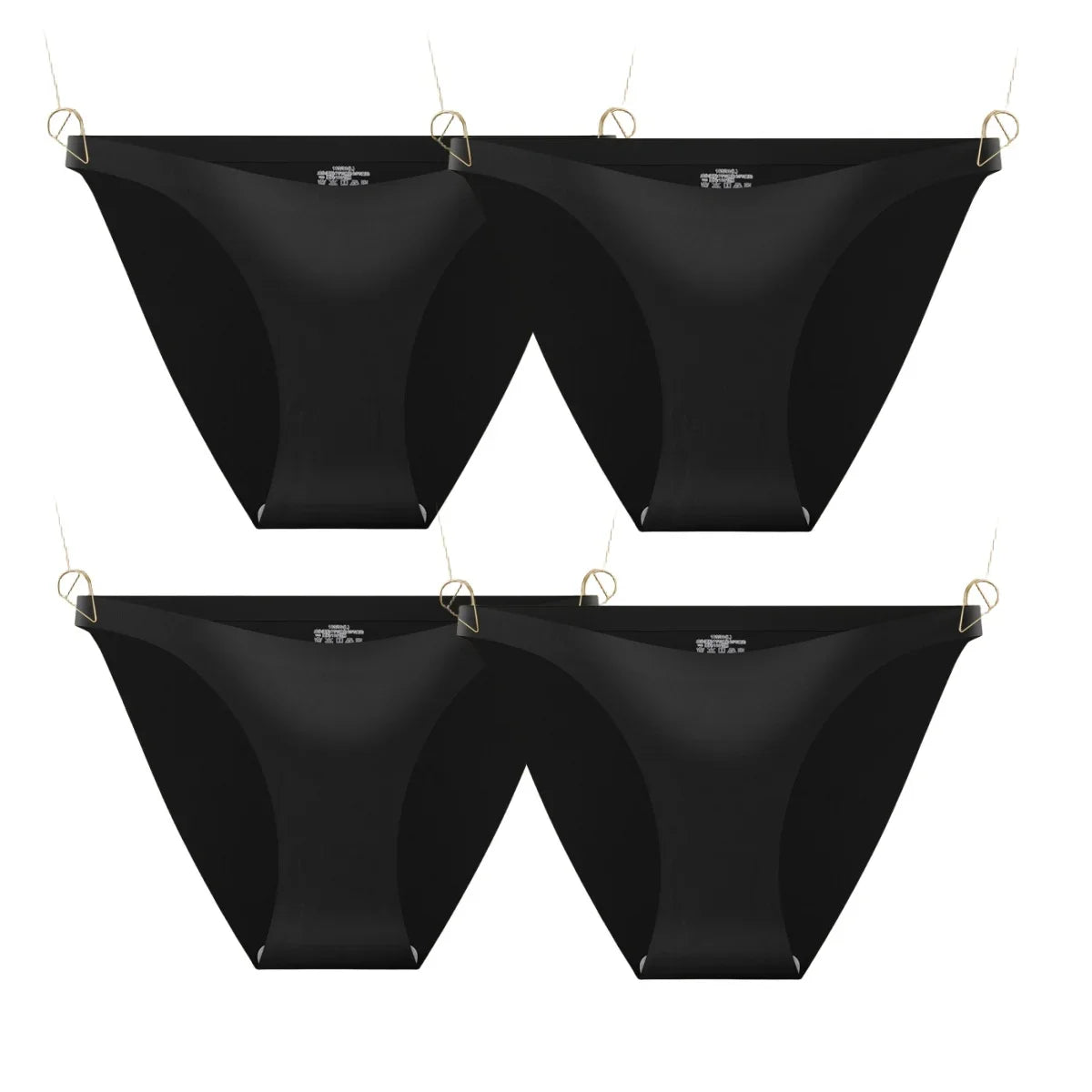4Pcs/Set Ice Silk Bikini Panties Women Sexy Briefs Low Rise Underwear Seamless Underpants Solid Color Ultra-thin Lingerie M-XL