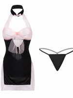 Women Christmas Erotic Transparent Bra Thong Kit Crotchless Fishnet Black Pajamas Sexy Lingerie Hot Erotic Mesh Exotic Bodysuit