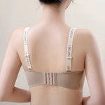 Women Push-Up Bra Seamless Underwear Letter Straps Cute Heart Print Non-wired No Rims 3/4 Cup