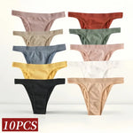 10Pcs/Set Women Seamless Panties Ribbed Underwear Sexy Lingerie High Leg Cut Female Sports Underpants Femme Thongs