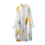 Spring Autumn Women Shirt Long Sleeve Fashion Print Sunscreen Shirts Lapel Long Coat Irregular Hem Anti Sun Women’s blouse