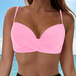Women's Sexy Bikini Bra Fashion Push Up Underwear Swimsuit Solid Color Cross Tie Bra Pad No Steel Swimsuits Bikini Lenceria