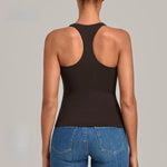 Women's Seamless Yoga Vest Sports Fitness Gym Slim Fit Top Nude Beauty Back Training Running Workout Vest