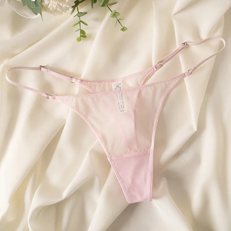 Lace Mesh Women Briefs Sexy Thong Transparent Panties Underwear Low Waist Girls G String Seamless Lingerie Fitness T Back