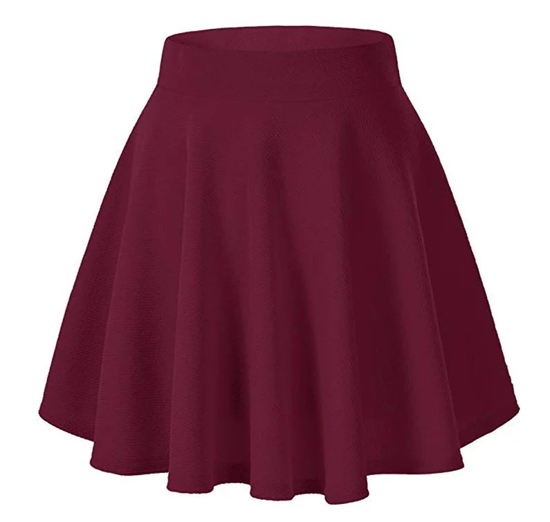New Women Basic Skirts Summer Flared Casual Mini Skater Shorts Skirt Fashion School Pleated Fluffy Plus Size 5XL Red Short Skirt