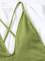 One Piece Swimsuit Women 2024 Sexy Deep V Neck Ribbed Tummy Control Swimwear Brazilian Hollow Out Backless Bathing Suit Monokini