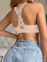 French Lace Rhinestone Detail Backless Women's Sexy bra Front Buckle padded push-up lining Seamless Women's Underwear