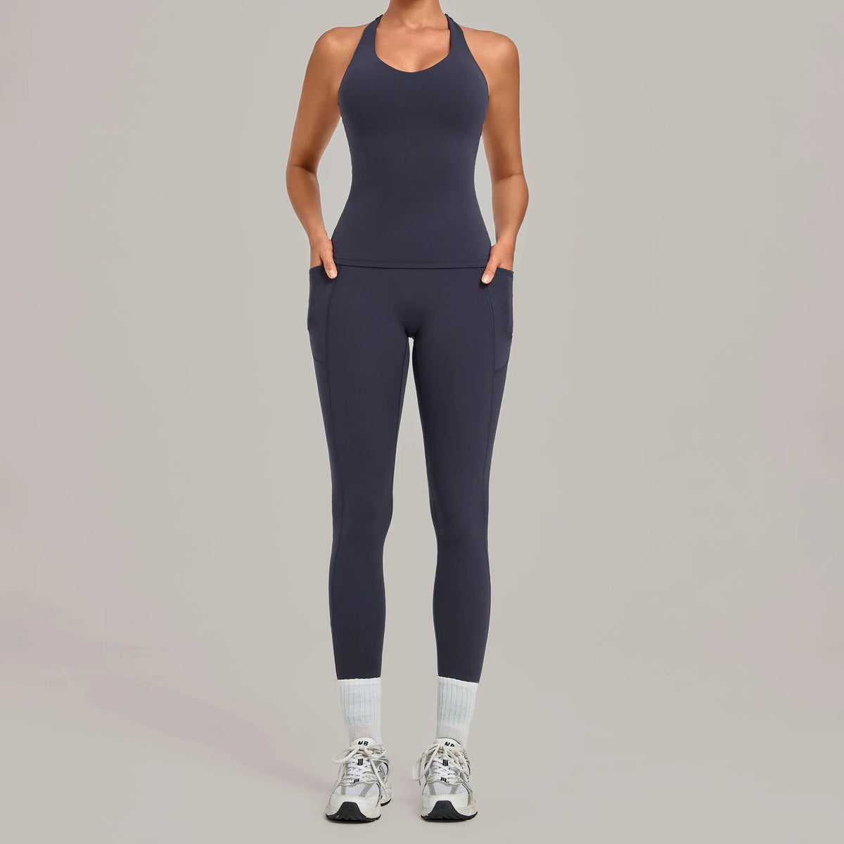 Women's Seamless Yoga Sets Sports Fitness Hip-lifting High Waist Pant Sleeveless Backless Suits Workout Running Leggings Sets