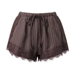 Women's Summer Shorts Elastic Waist Striped Lace Hem Loose Shorts with Pockets Fashion Daily Out Going Lounge Short Pants