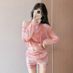 Two-piece swimsuit conservative three-piece set 2026 new slimming and flesh-covering long-sleeved hot spring swimwear